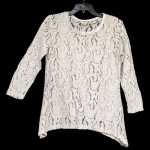 Reba Lace ivory/cream 3/4 sleeve Top S